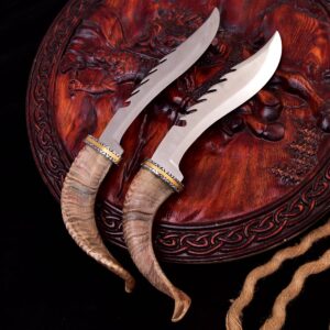 Handmade Ram Horn Knife. 8 inches handle crafted from authentic Ram Horn, offering a comfortable and secure grip.